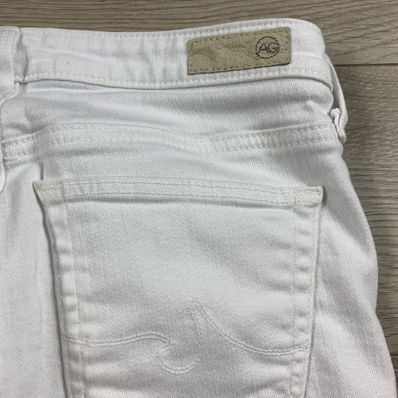 AG The Stevie Slim Straight Ankle Raw Hem White Jeans - Picture 6 of 13